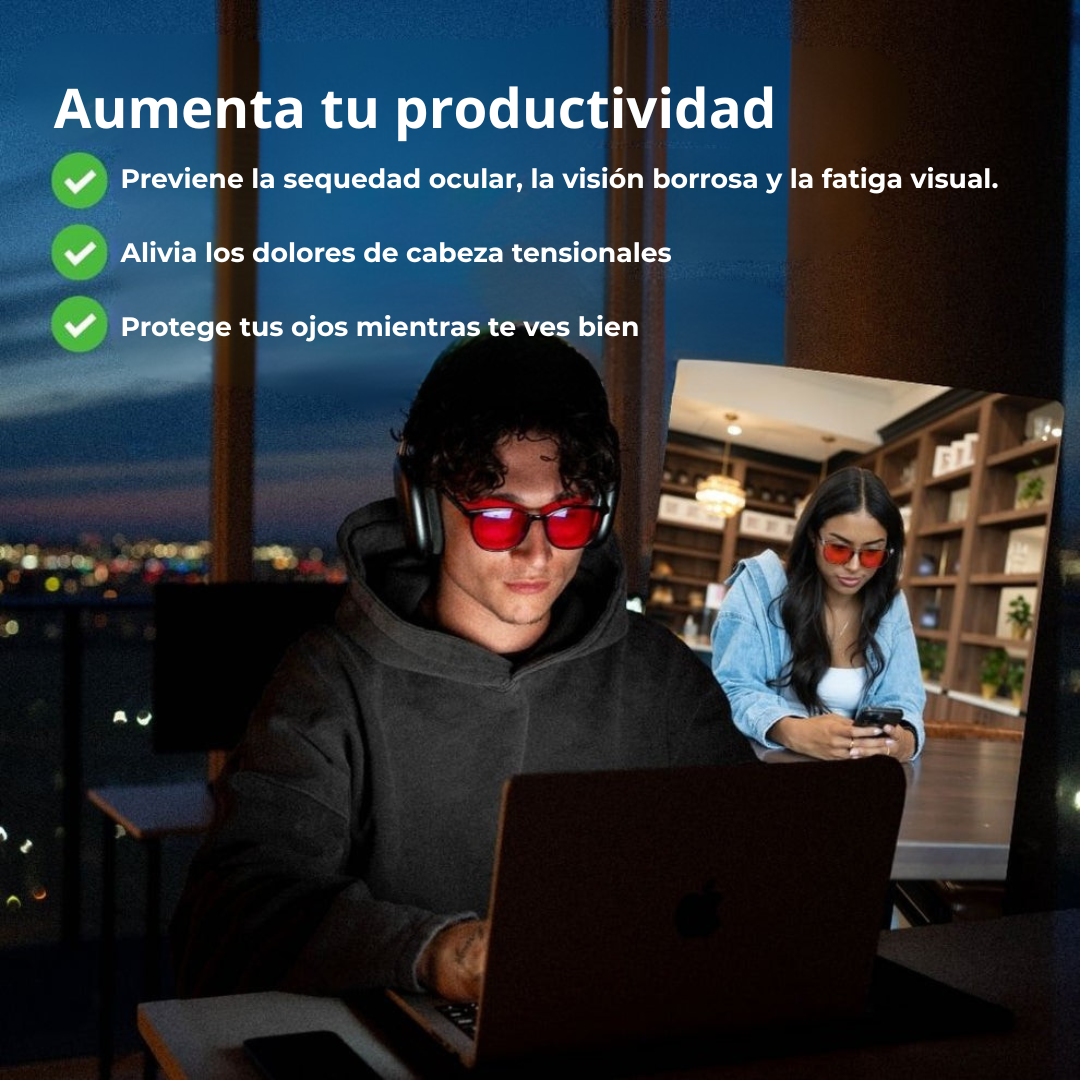 Aurelia Gafas Unisex con Lentes Rojas Anti-Luz Azul