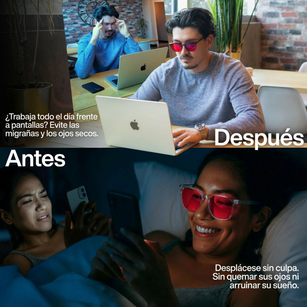 Aurelia Gafas Unisex con Lentes Rojas Anti-Luz Azul